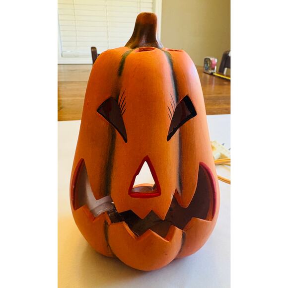 (2) Ceramic Jack O Lantern Decorative Pumpkins - Fall Autumn Halloween - Picture 6 of 11